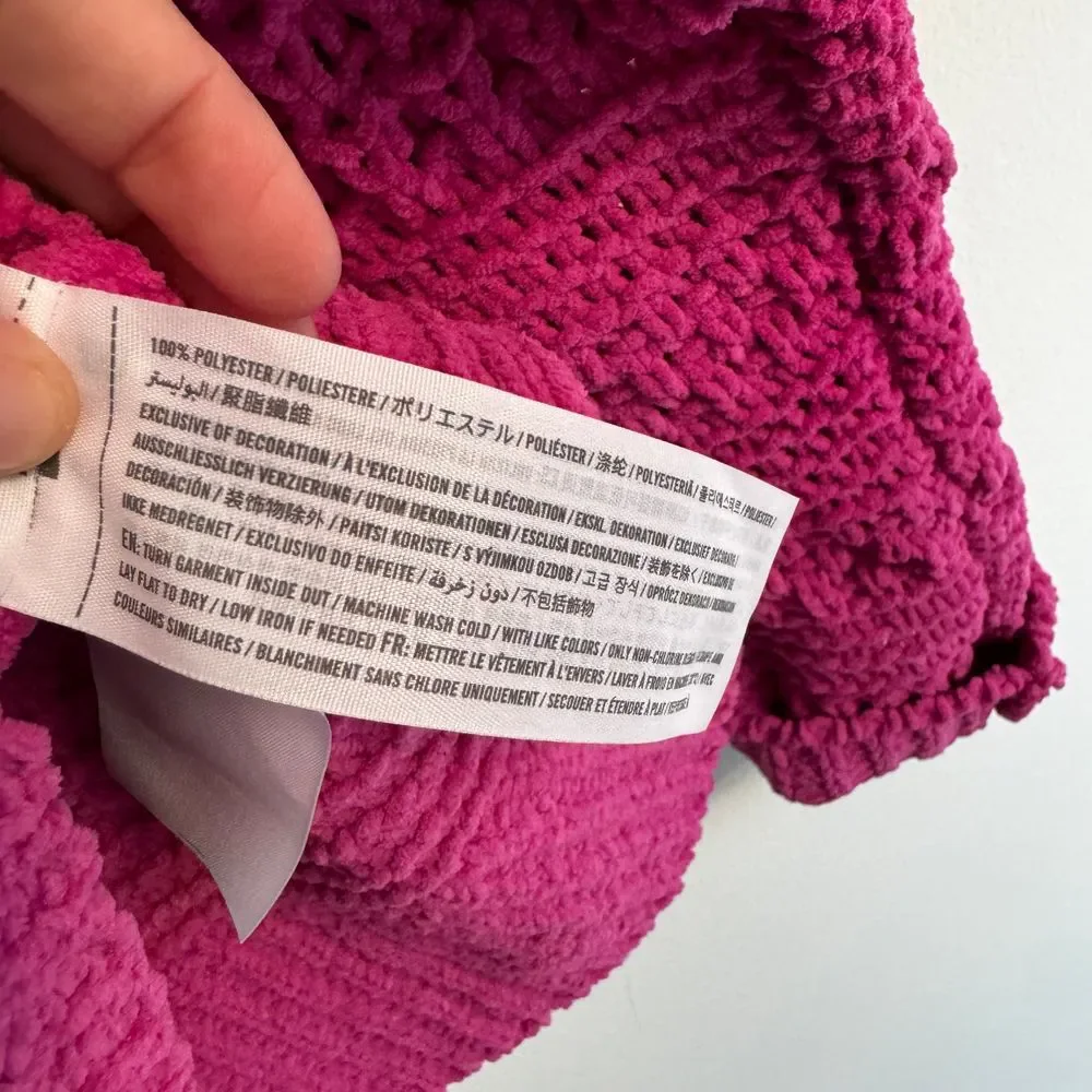 Abercrombie Chenille Knit Pullover‎ Pink Cozy Sweater Size Large Mock Neck
